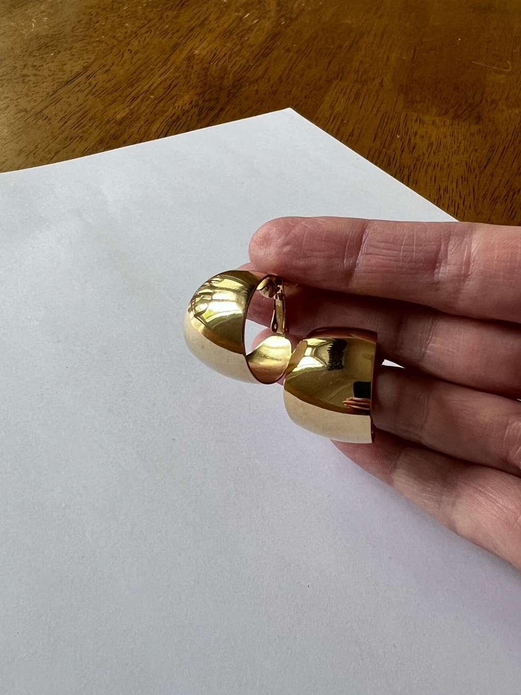 Rare, Vintage Napier Lightweight, Gold Wide Hoop Earrings. Screwback, Clip-On.